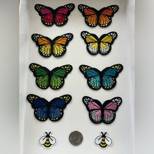 Colorful Butterfly & Bee Iron on Patches Set (10)